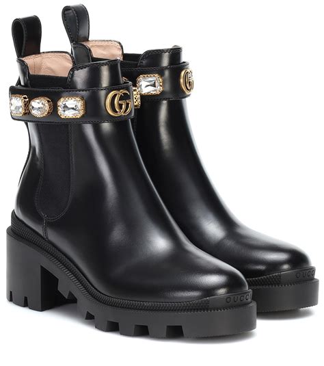 women's black leather gucci boots.